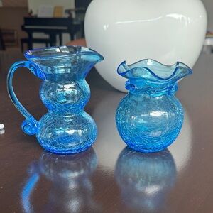 Rainbow Glass Pitcher and vase set
